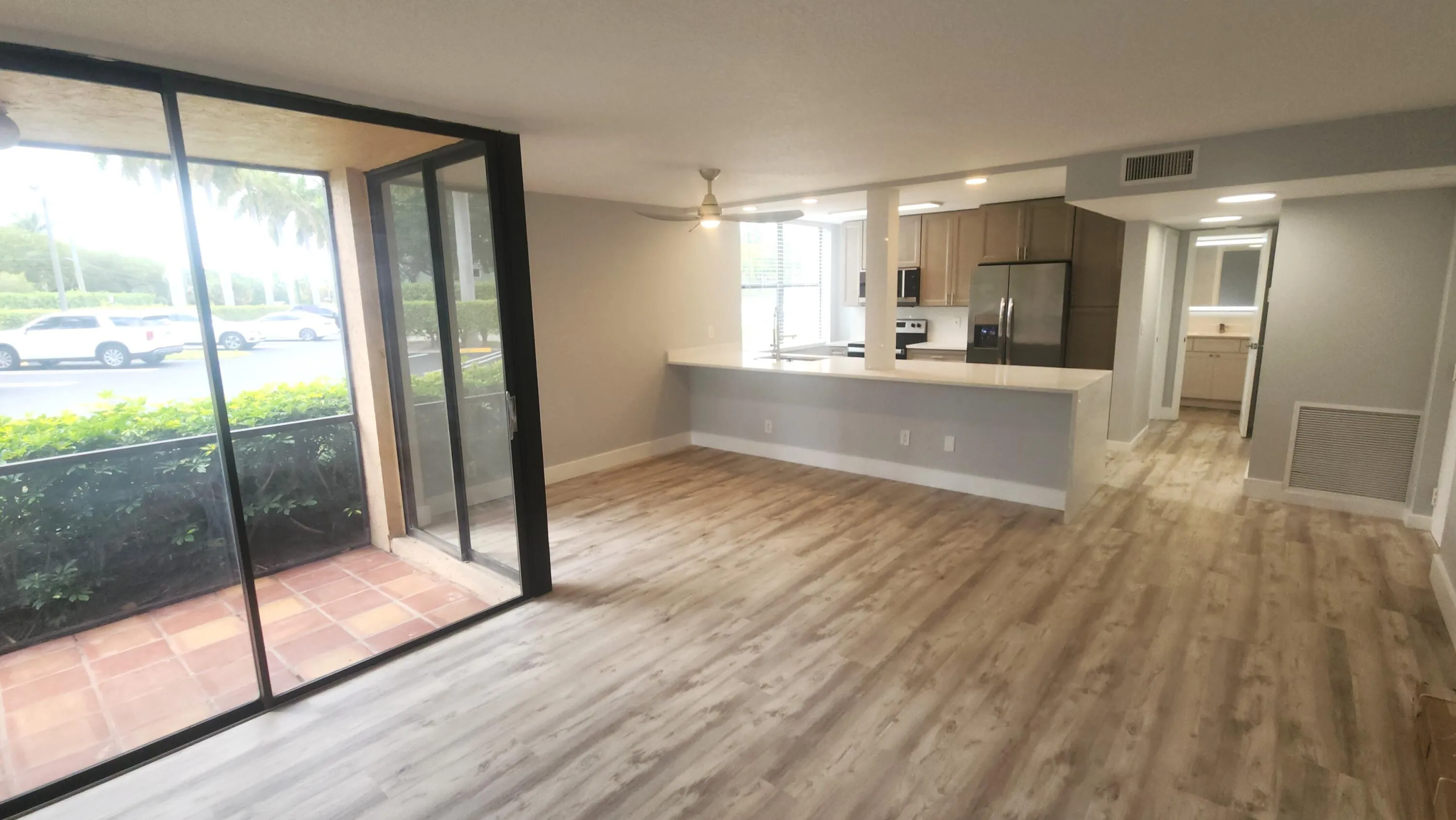 kitchen with bar stools