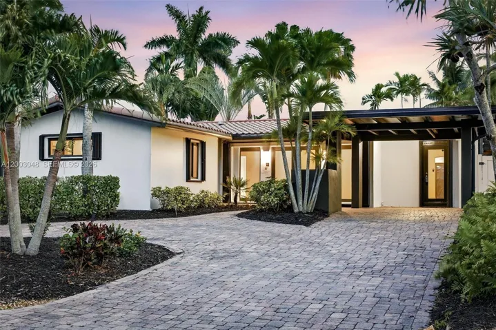 Waterfront Home | Modern Entry & Paver Driveway | South Florida