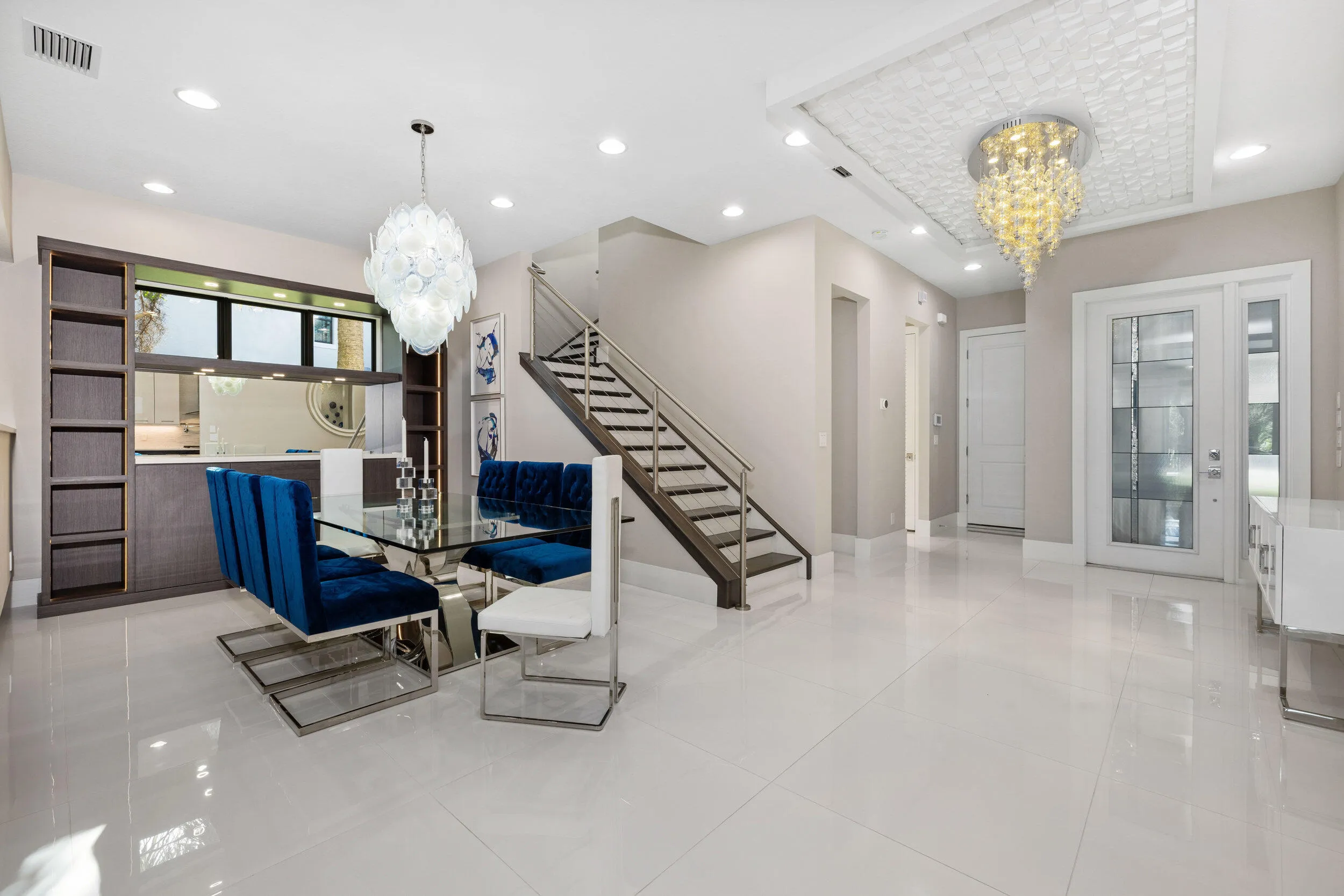 Enjoy entertaining guest in this dining room with built in wine wall