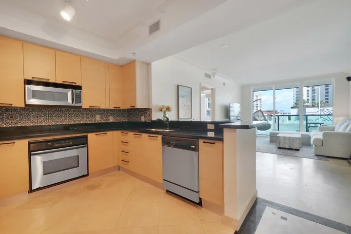 kitchen and living room