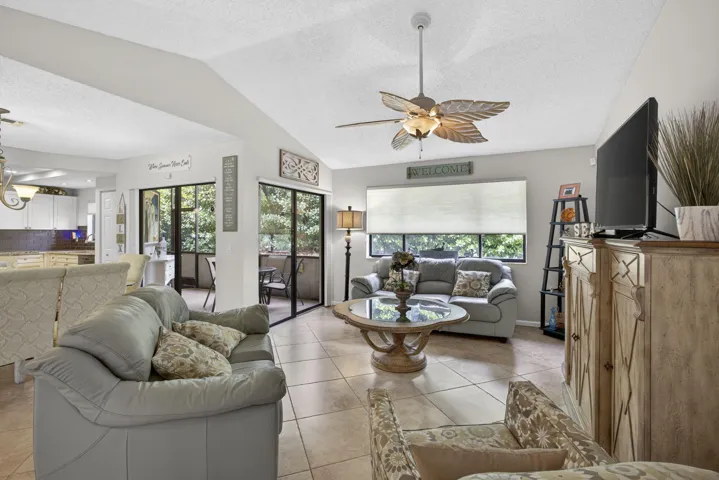 living area shows both sliding door to patio