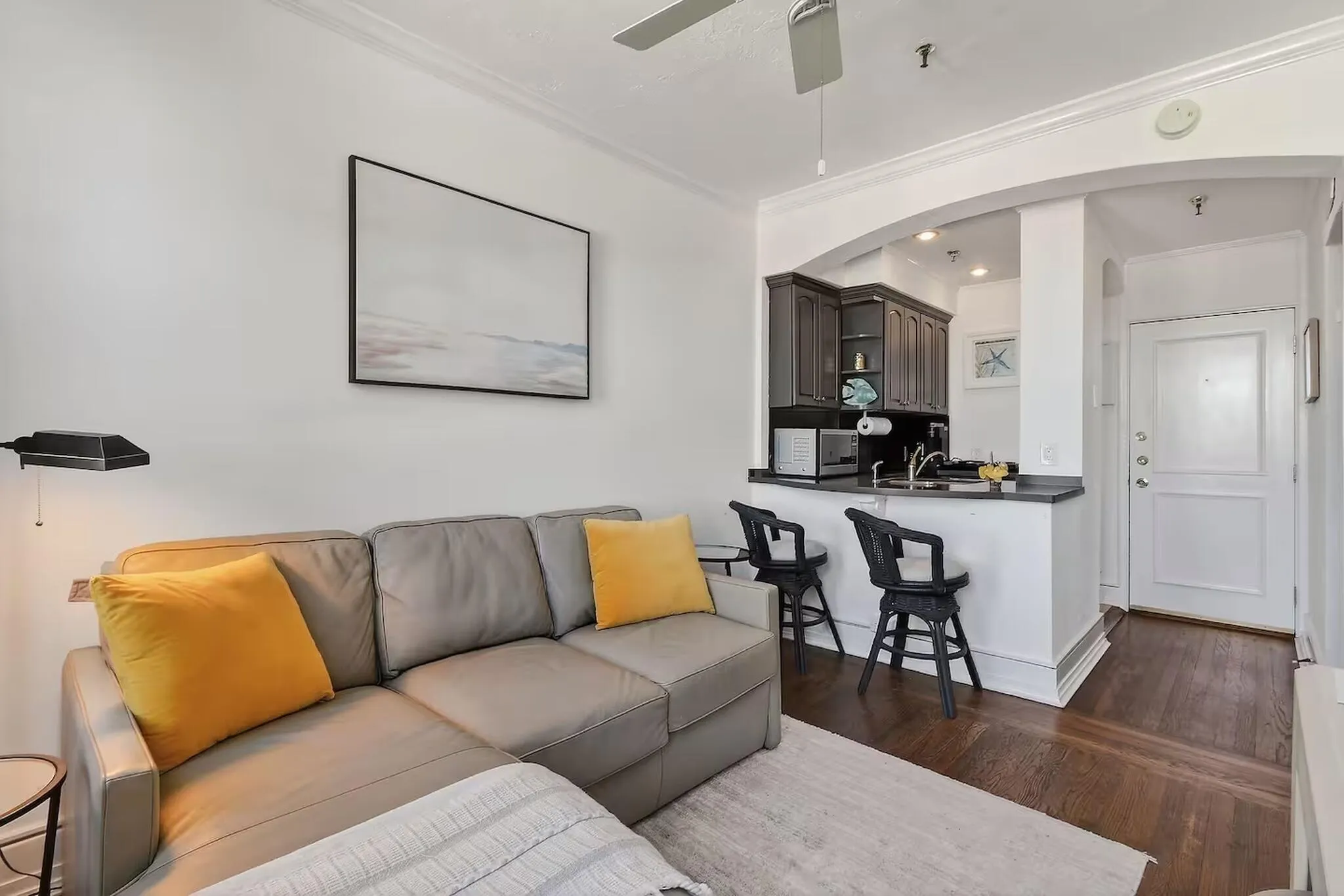living room and kitchen