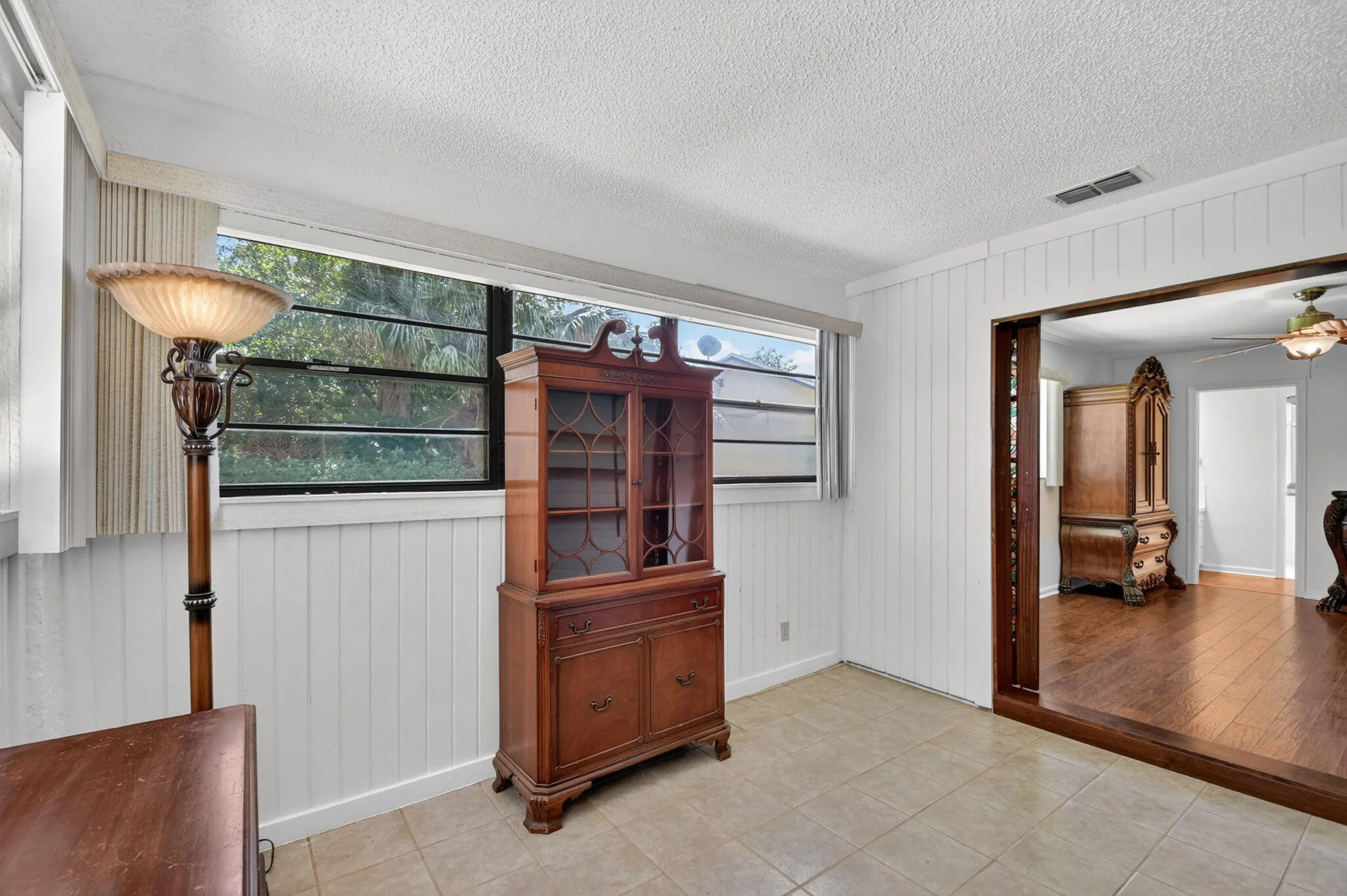 The bonus room is connected to the primary bedroom. It is great for a sitting area, a TV room, exercising, or a nursery.