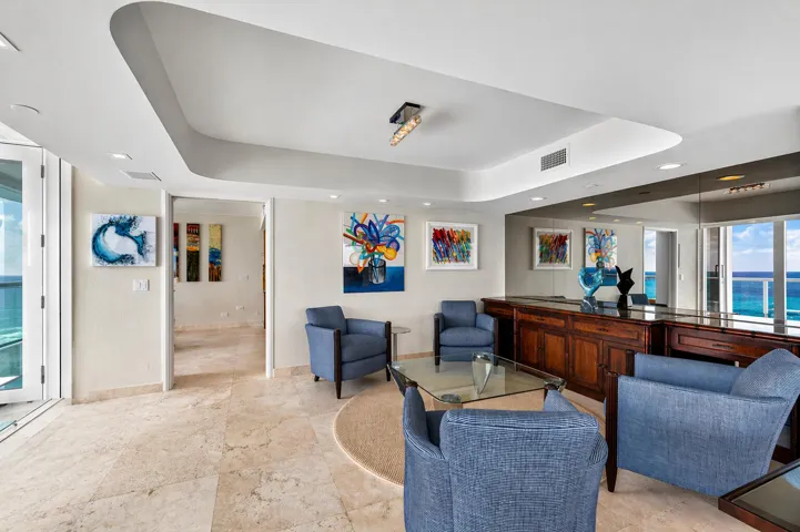Lounge or dining room with ocean views