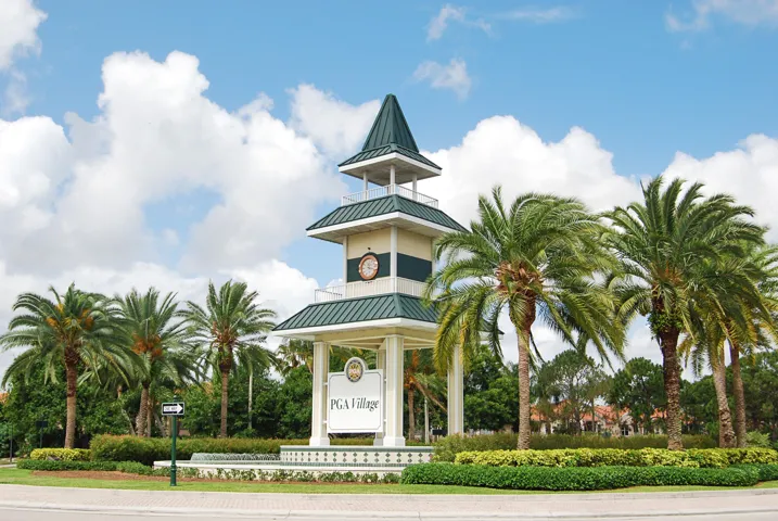 PGA Village iconic clock tower enrance