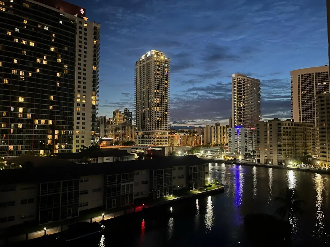 Night time canal view
