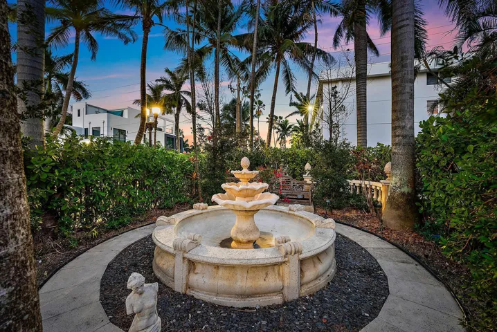 Garden fountain.