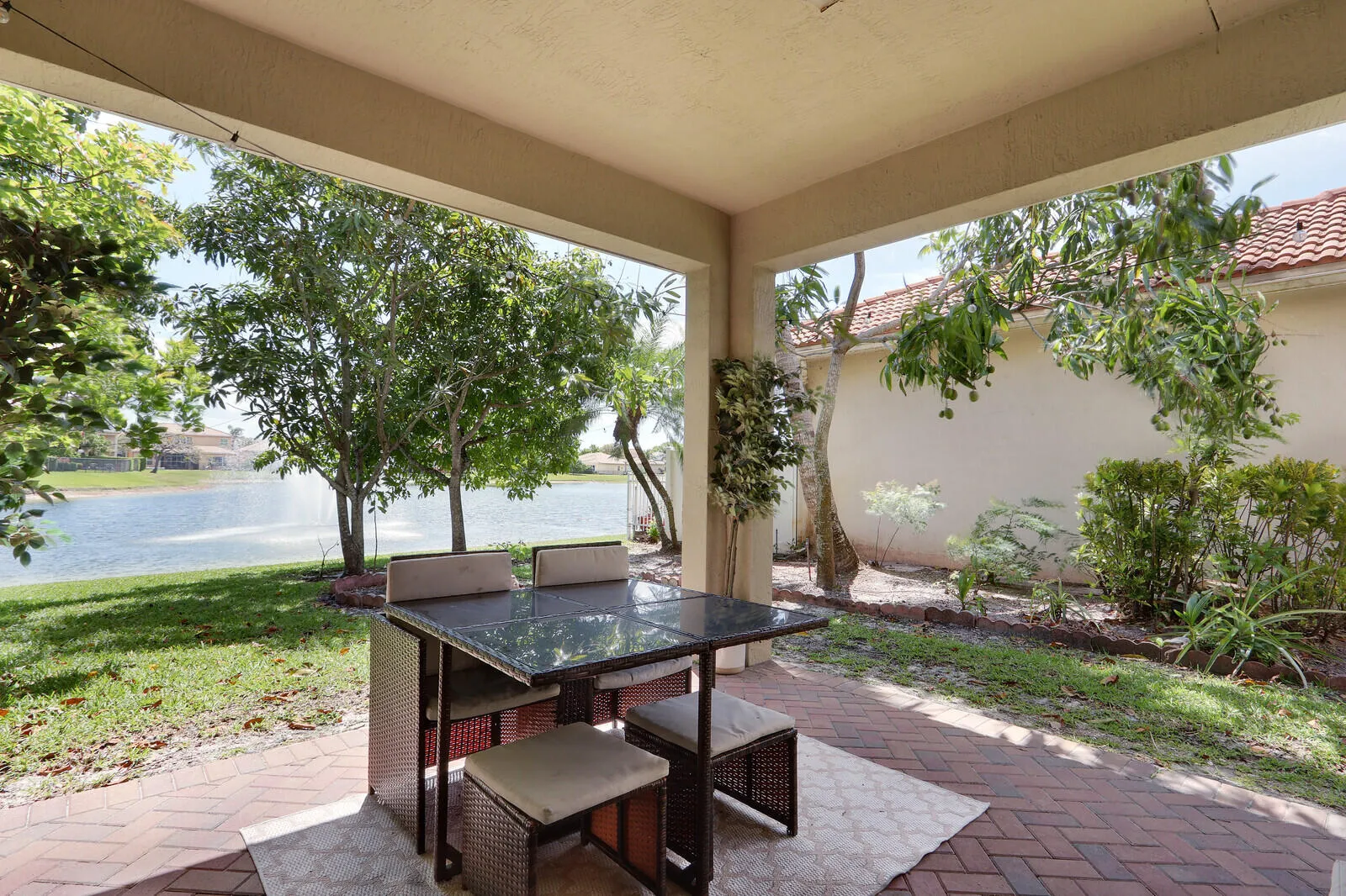 COVERED PATIO WITH LAKE VIEWS