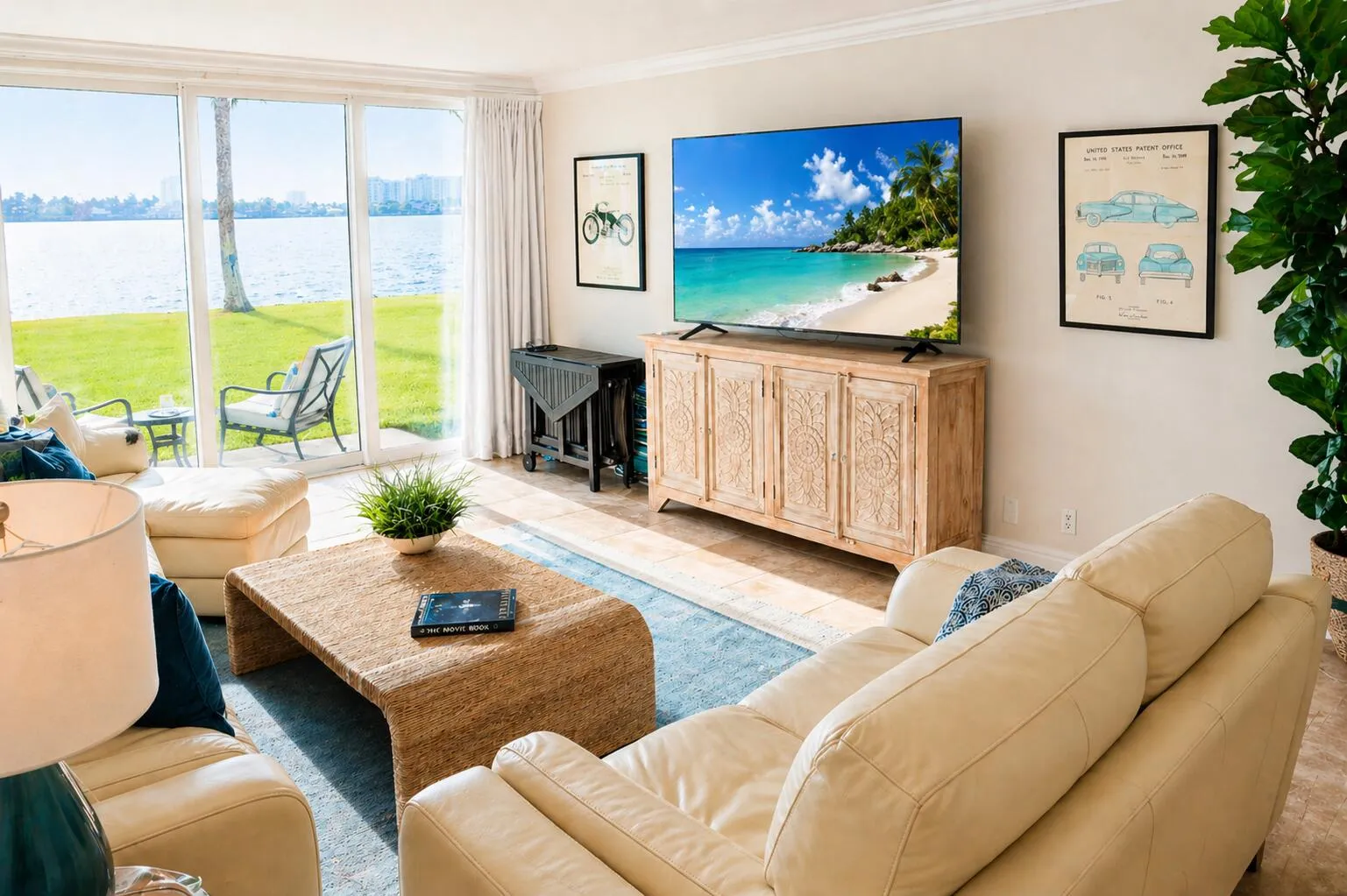 Living Room – Equipped with new TVs in the living area and both bedrooms.