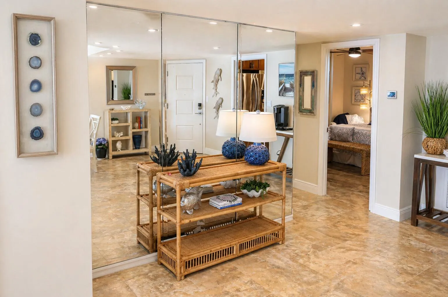 Living Area – Spacious open-concept living with coastal décor and seamless flow.