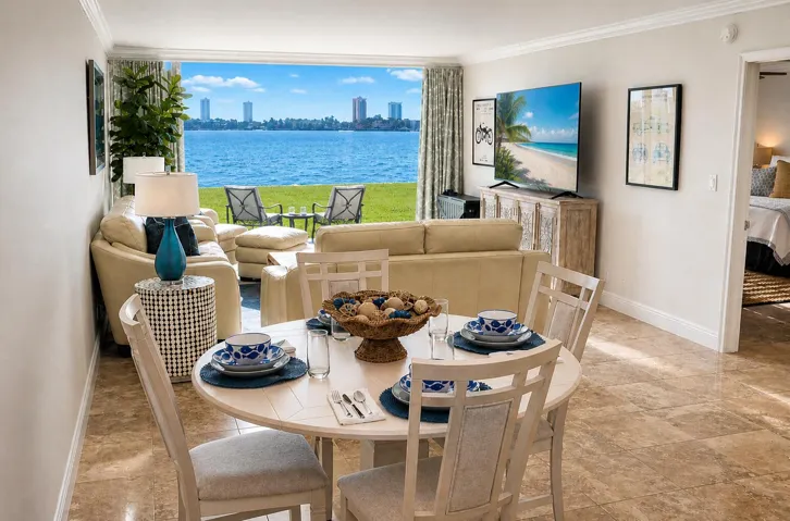 Open Living & Dining – Bright, open-concept space with seamless flow to the waterfront patio.