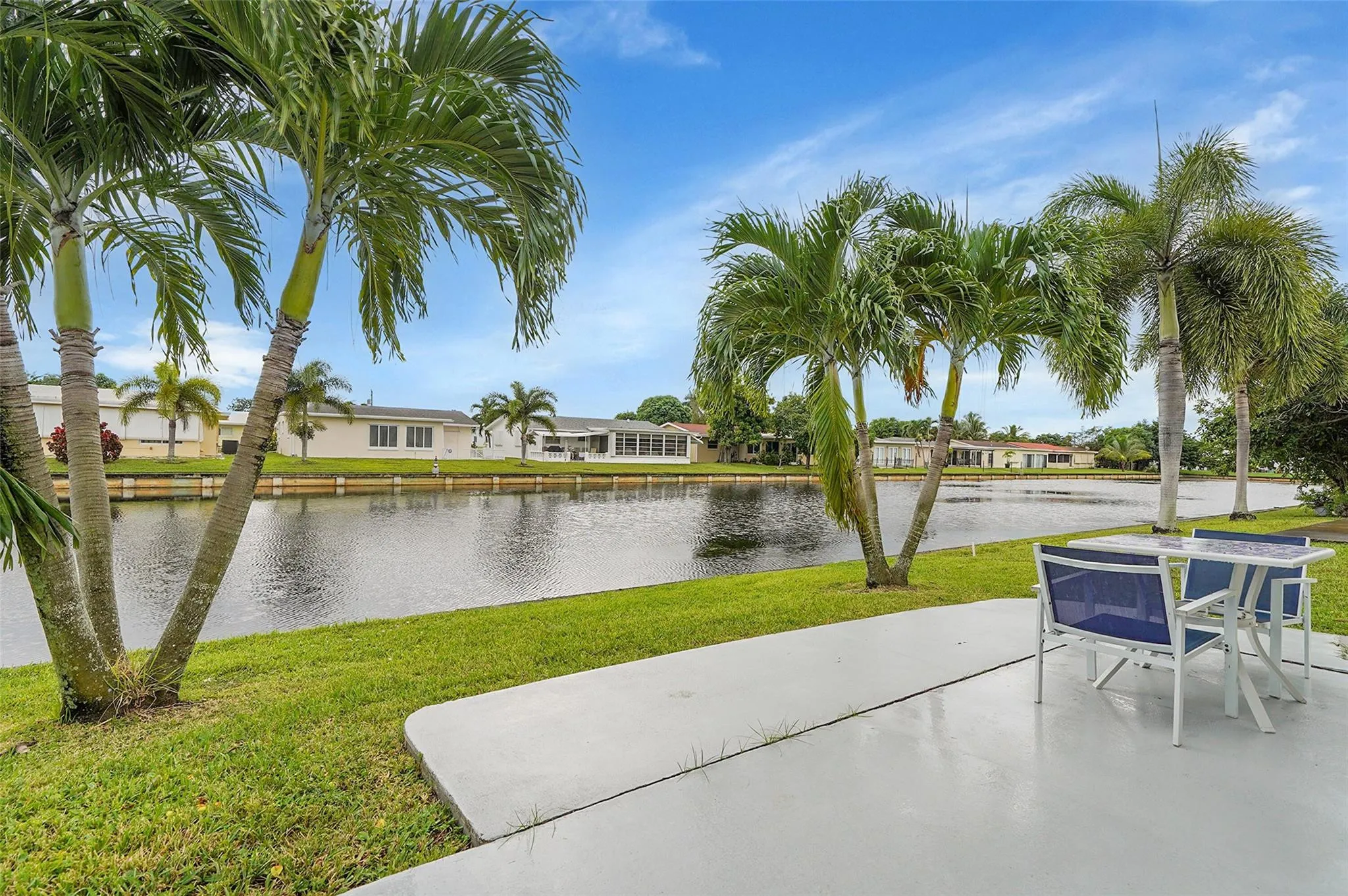 Relax on the open patio facing the canal.