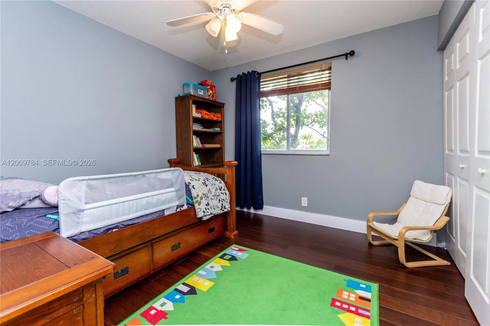 Beautiful 2nd floor bedroom with real wood dark floors
