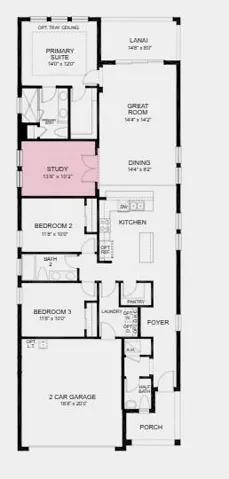 Additional Highlights Include: study, 8' doors, extra flush mount lighting in great room and bedroom.