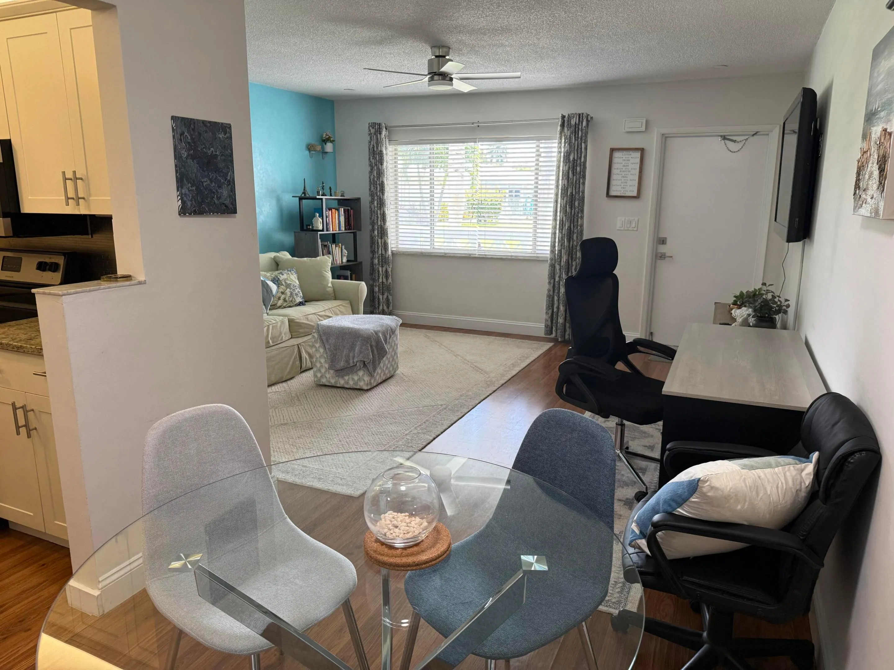 dining area and open living room.