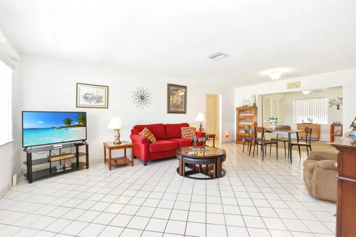 Spacious living room and dining area
