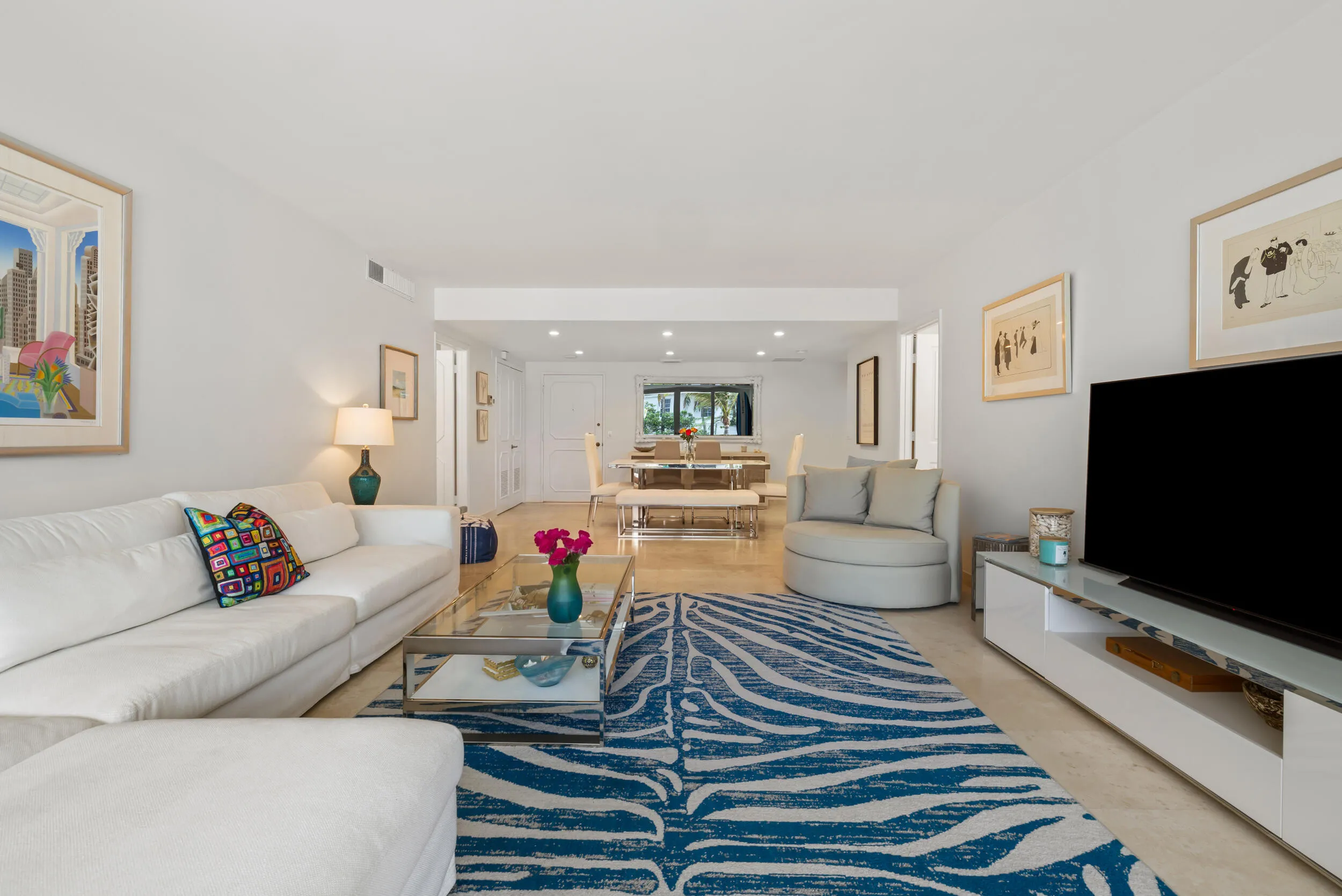 living room into dining room