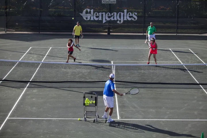 Tennis court with people