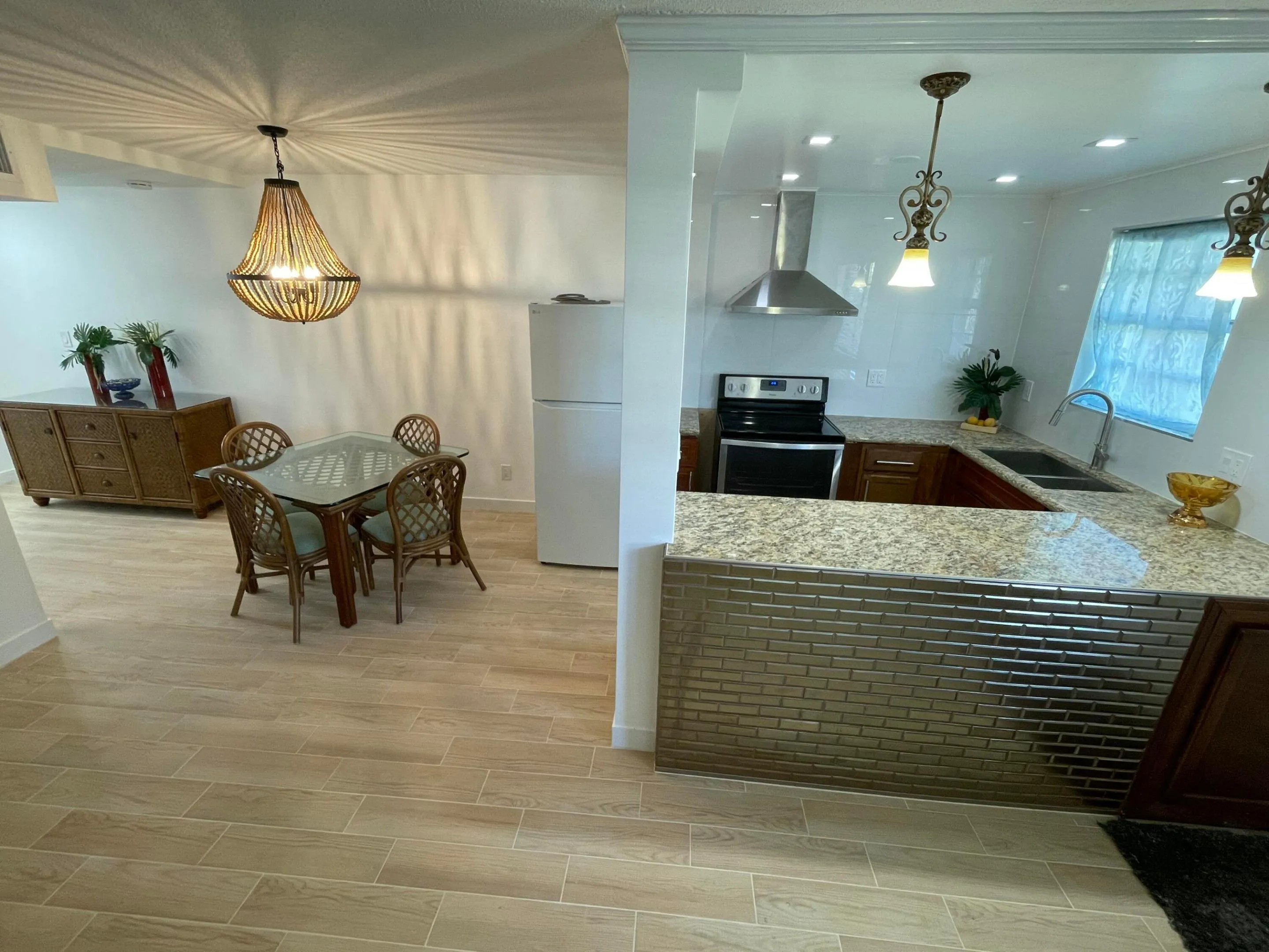 subway tile bar