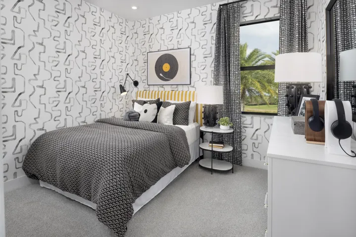 Stock photos represent builder's floorplan
