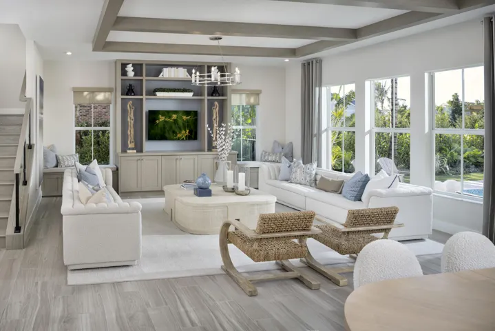 Stock photos represent builder's floorplan