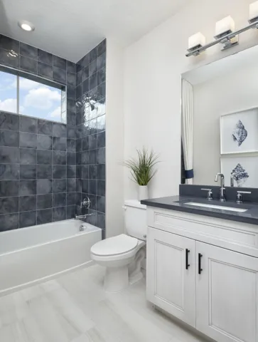 Stock photos represent builder's floorplan