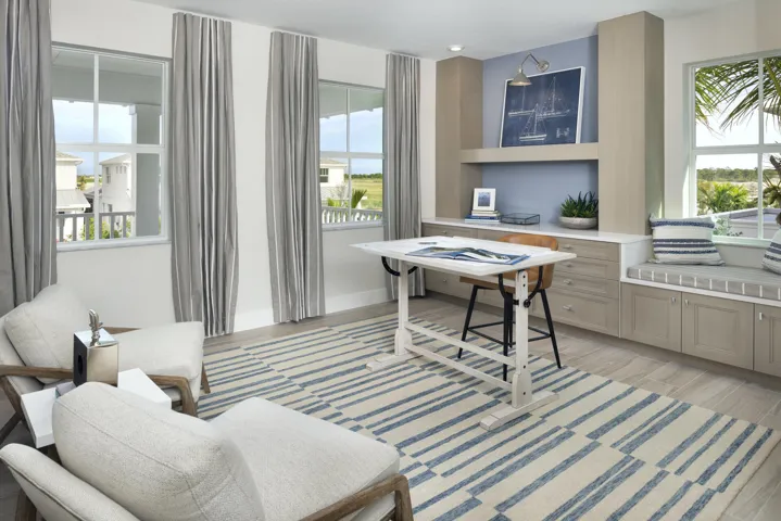 Stock photos represent builder's floorplan