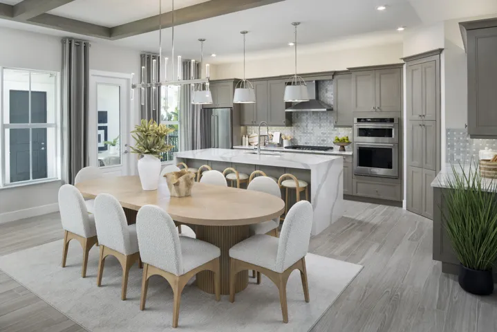 Stock photos represent builder's floorplan