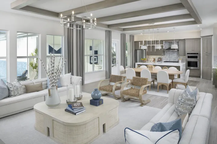 Stock photos represent builder's floorplan