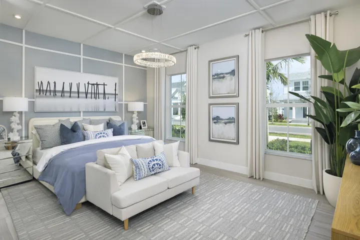 Stock photos represent builder's floorplan