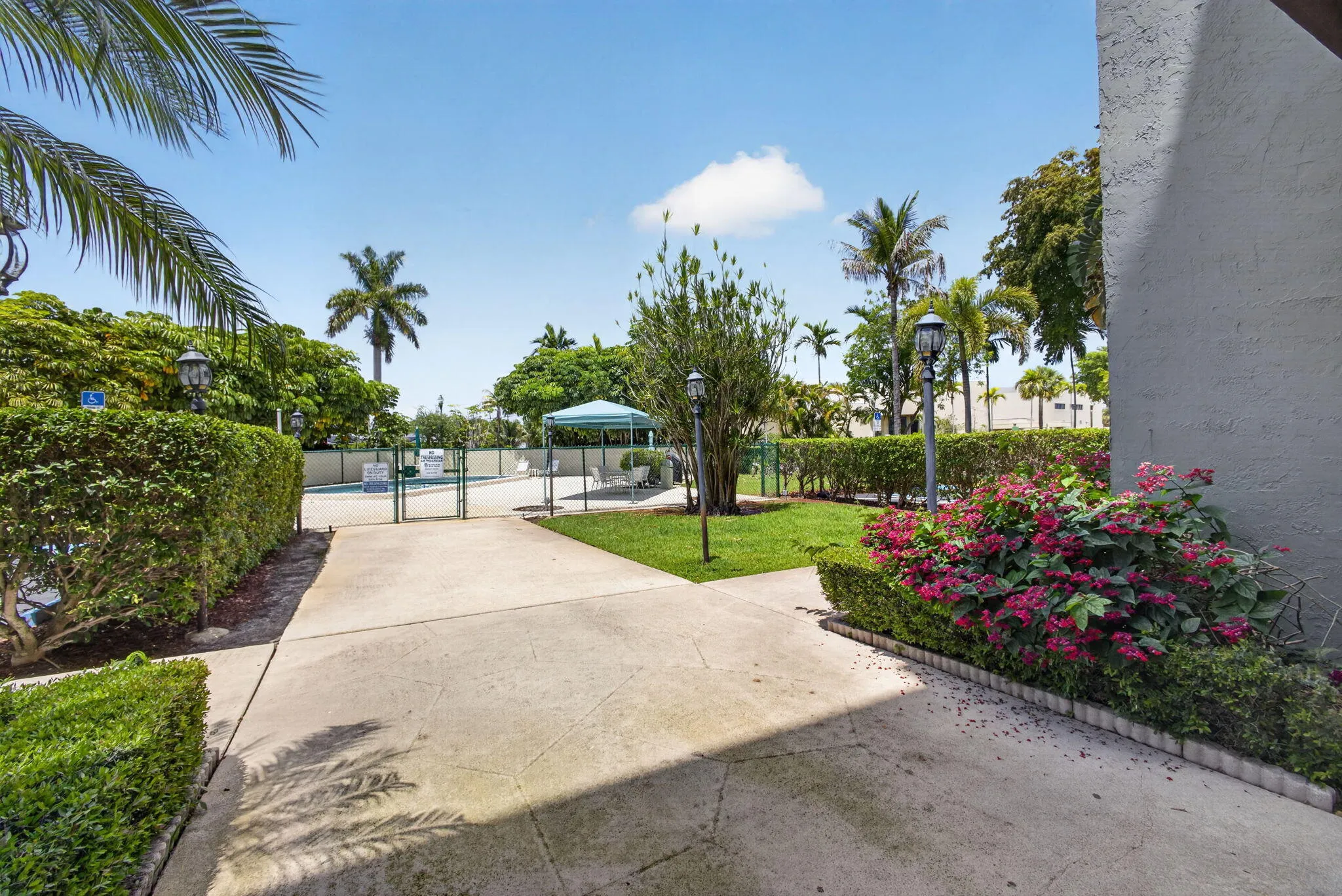 View to Pool from Condo Main Entrance