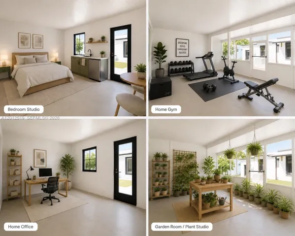 Flex Room Virtually Staged various ways.