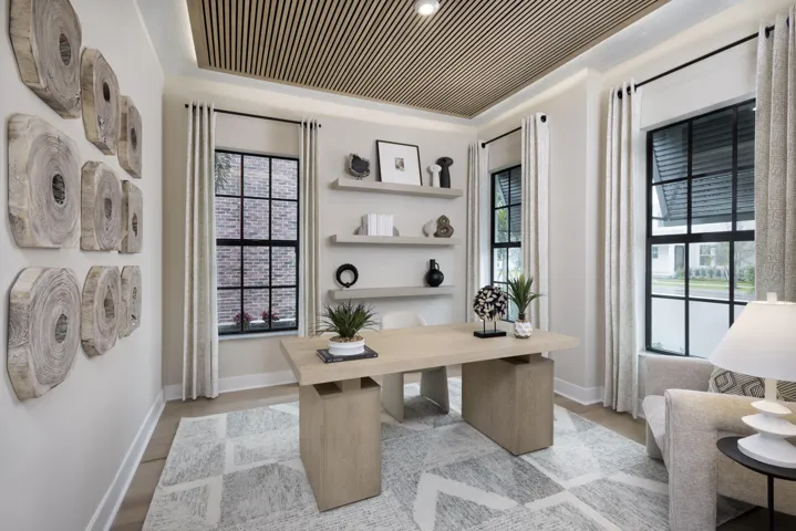 Stock photos represent builder's floorplan