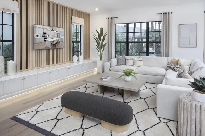 Stock photos represent builder's floorplan
