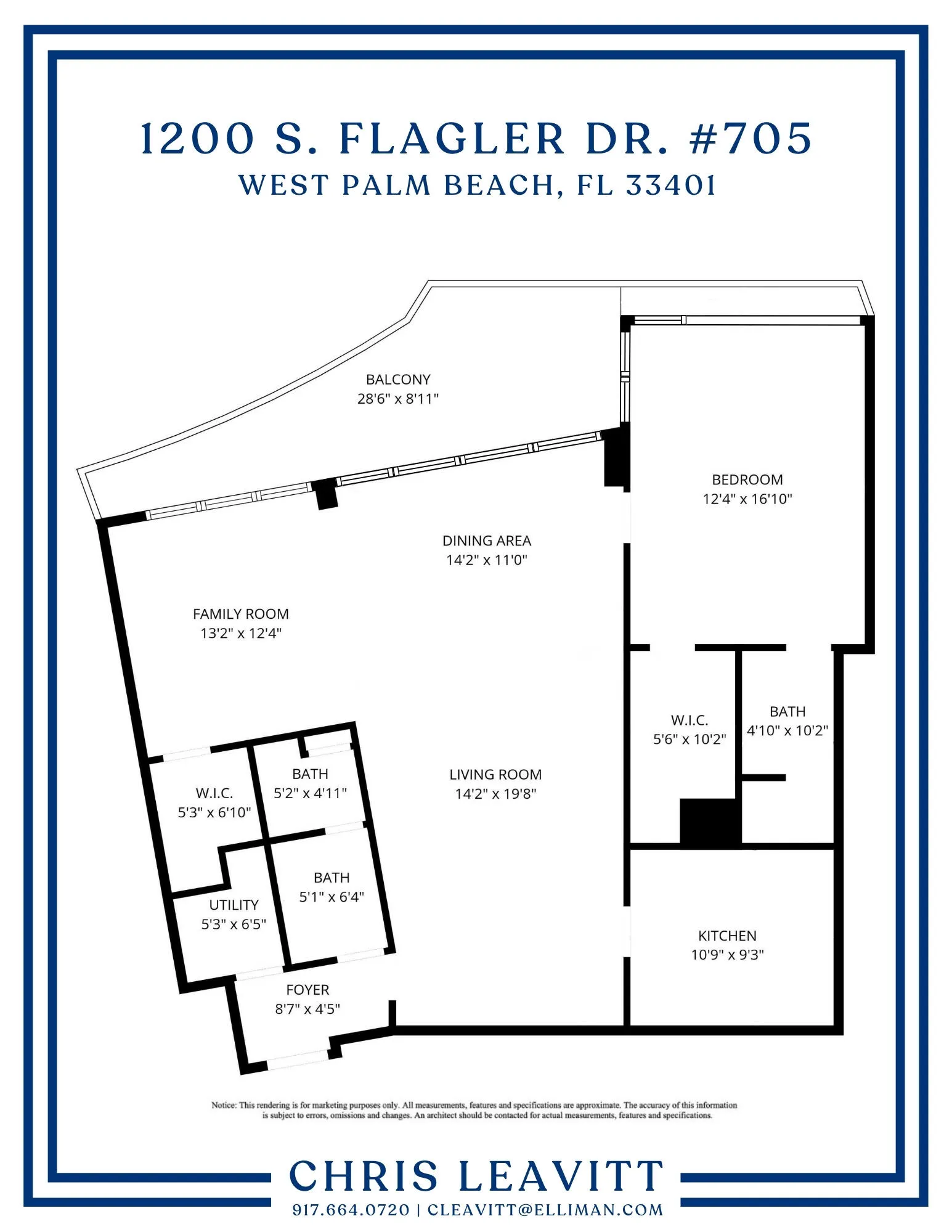 1200 S. Flagler Dr. #705 - Floor Plan