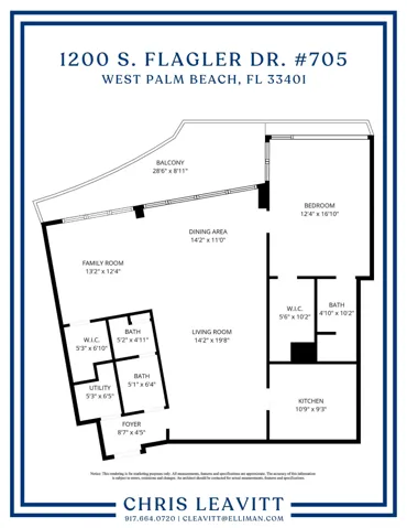 1200 S. Flagler Dr. #705 - Floor Plan