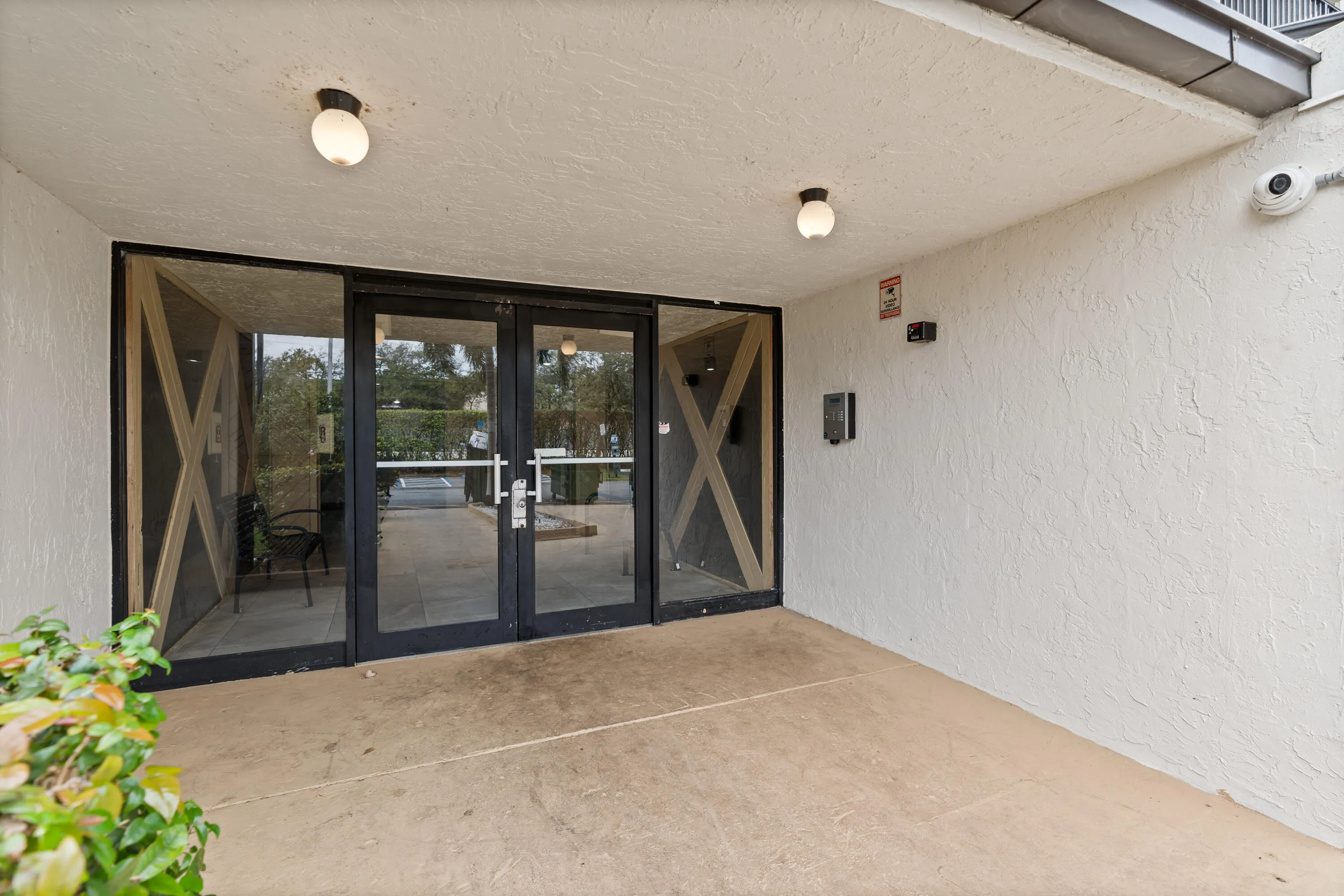 Entrance to building with intercom.