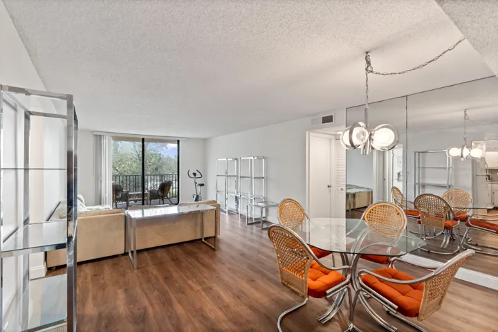 Dining room and living room.