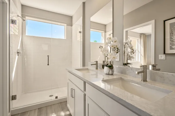 Stock photos represent builder's floorplan
