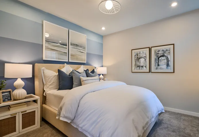 Stock photos represent builder's floorplan