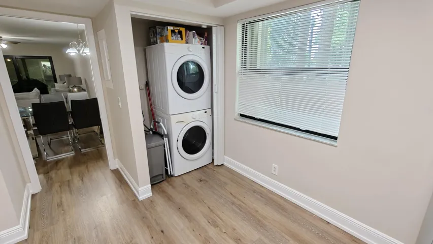 Laundry closet inside kitchen