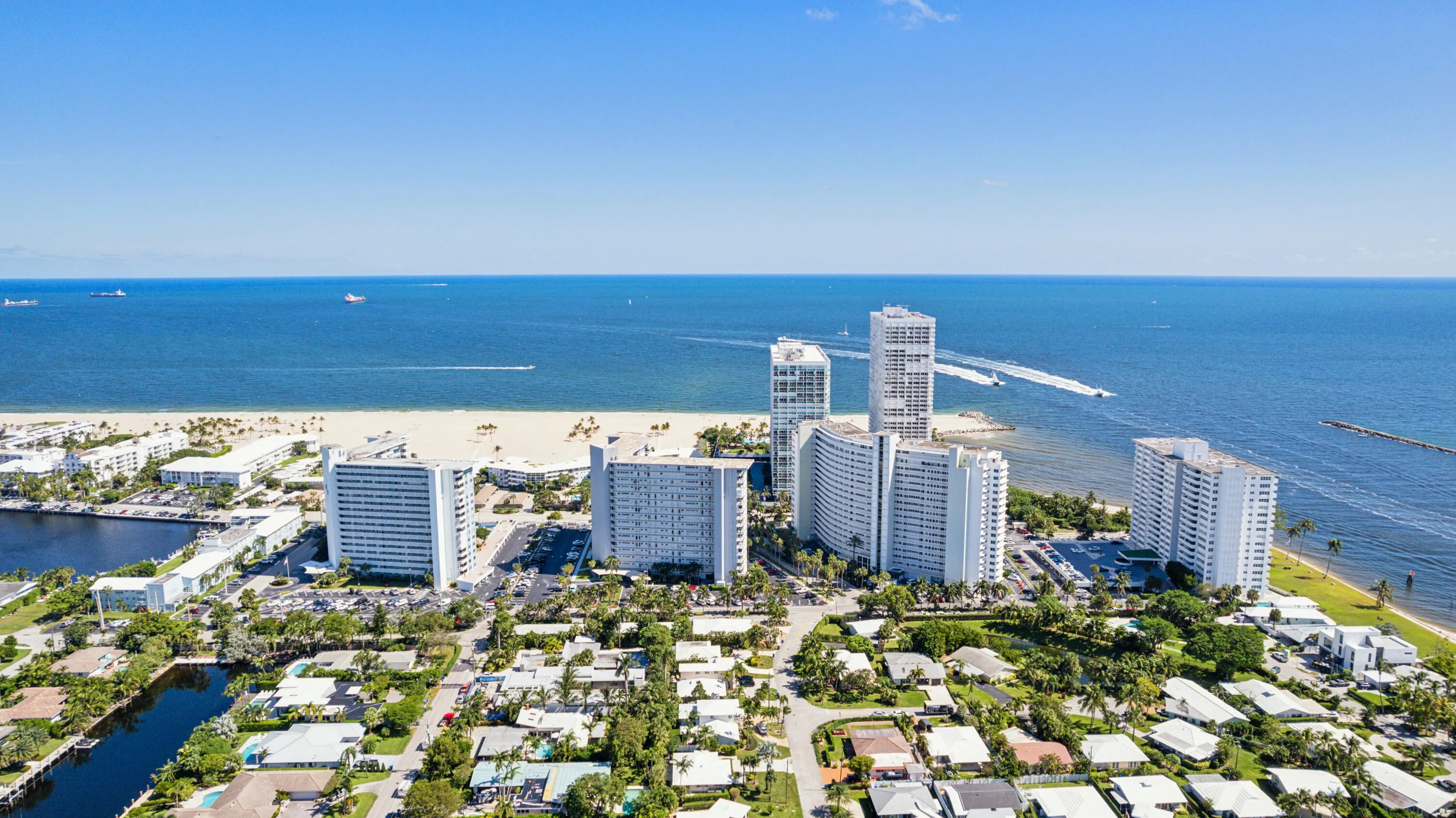 Surrounded by water, enjoy sweeping ocean views and cruise ships.