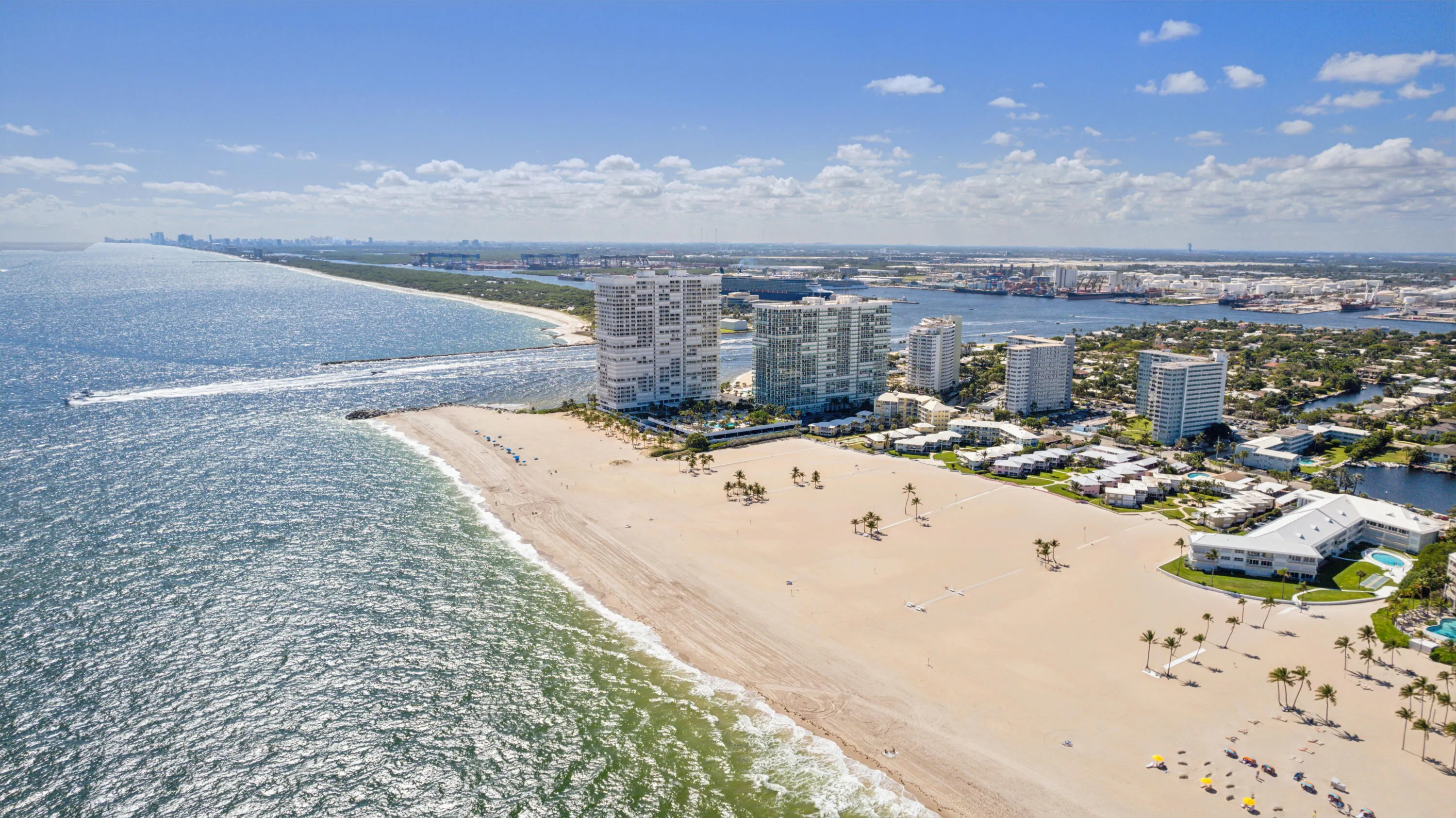 Surrounded by water, enjoy sweeping ocean views and cruise ships.