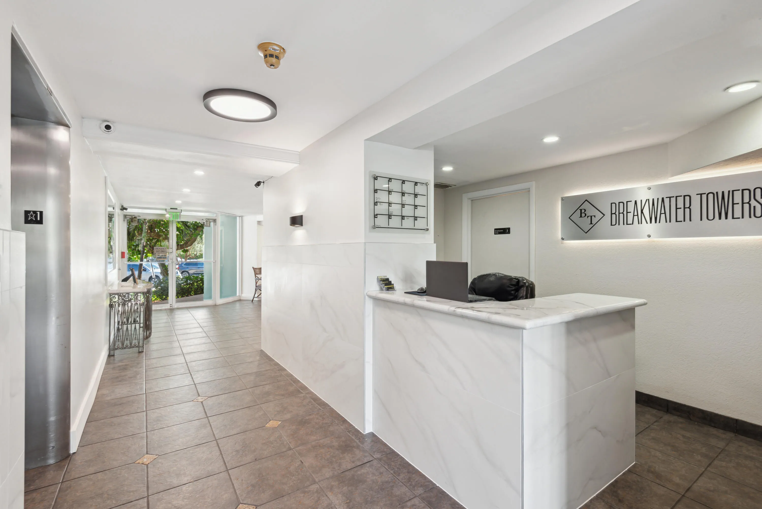 Renovated lobby with fob entry, security cameras and 24/7 manned front desk.