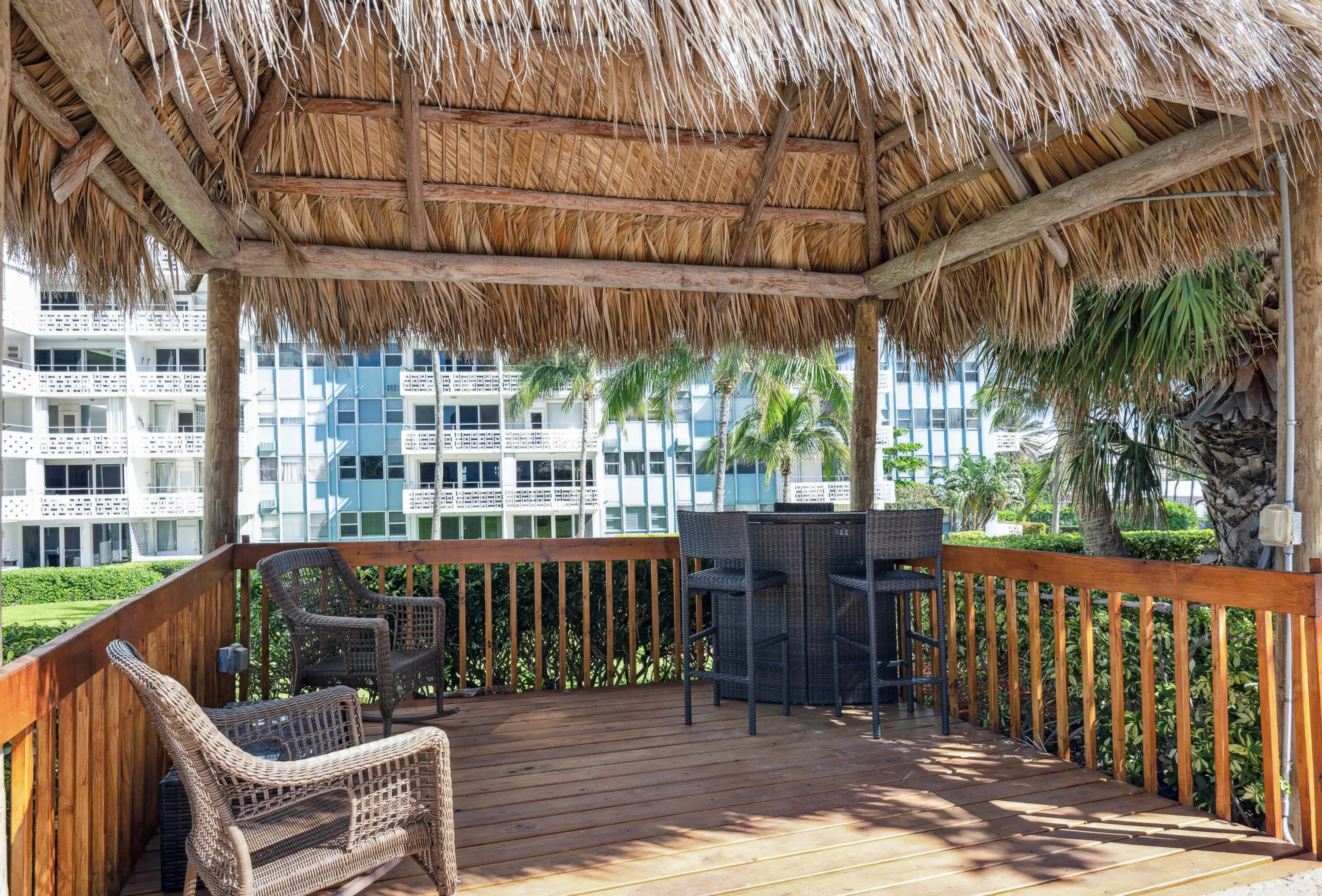 Tiki hut great for relaxing in the shade and enjoying those beach breezes.