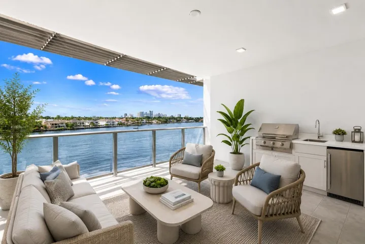 Expansive balcony view of the Widest part of the Intracoastal and Middle River across from $30-40M homes