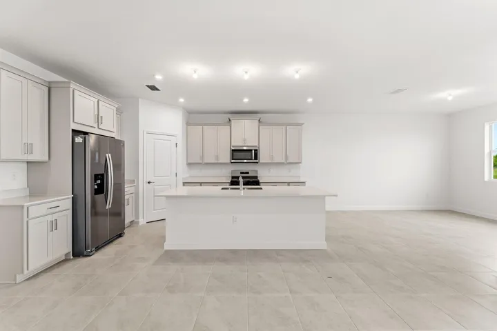 Stock photos represent builder's floorplan