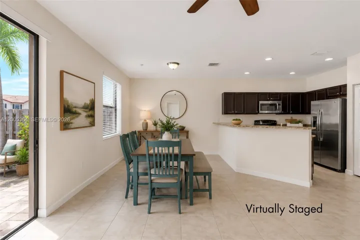 Virtually staged dining area