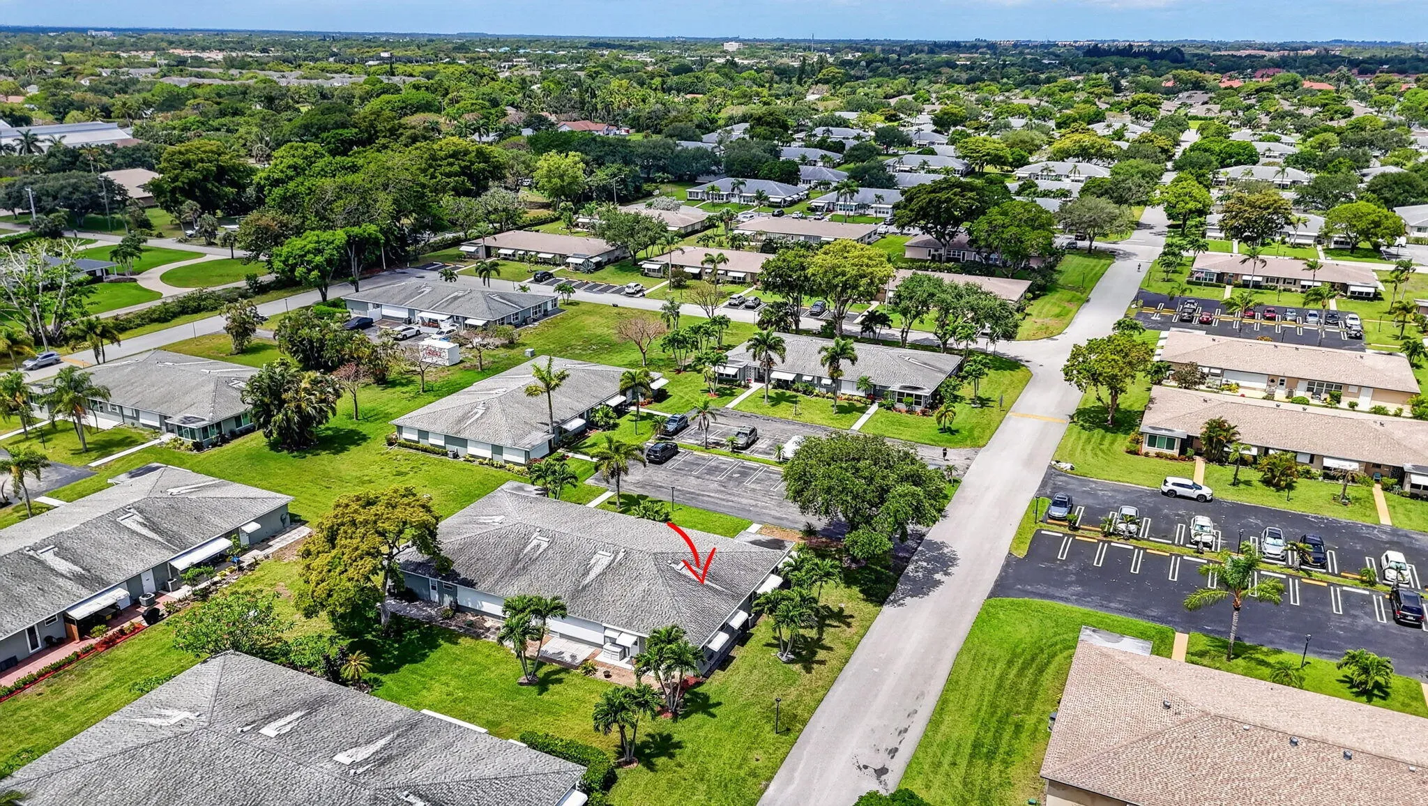 Aerial- looking over villa to the W