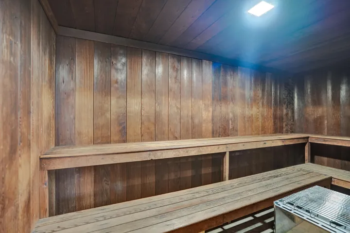 Sauna located pool area